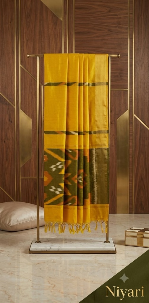 [yellow] Pochampally Ekatt Cotton Saree