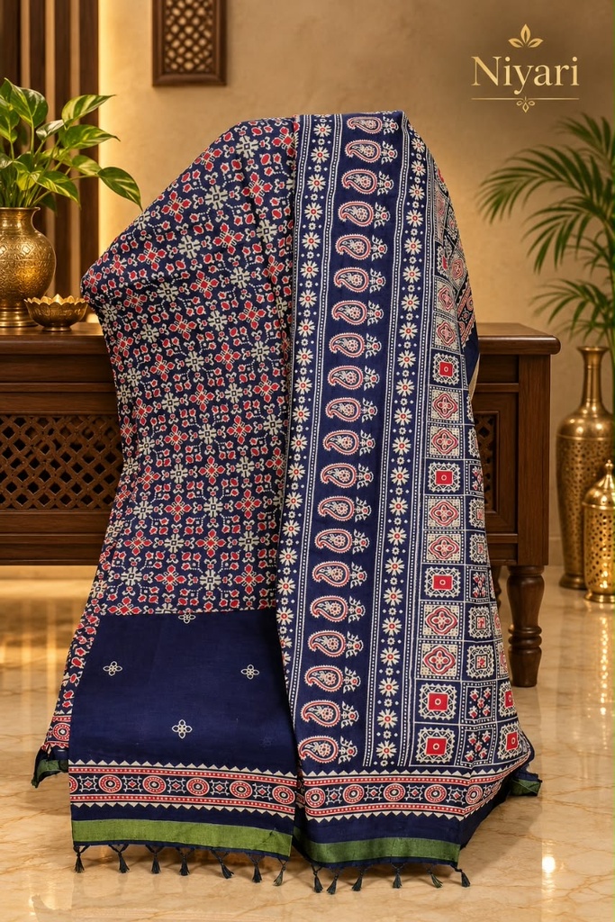 Elegant Hand Block Printed Cotton Saree – Timeless Beauty & Traditional Charm