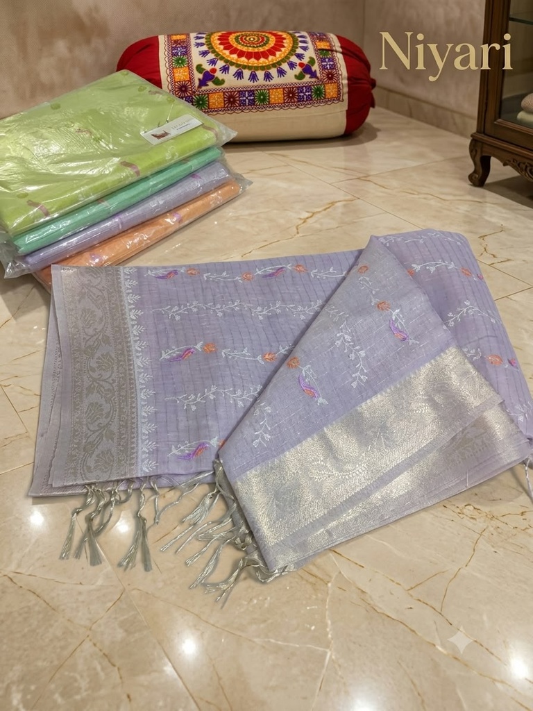 Premium Fancy Tissue Saree with Woven Zari & Beautiful Thread Work – Elegant, Classy & Royal Look!